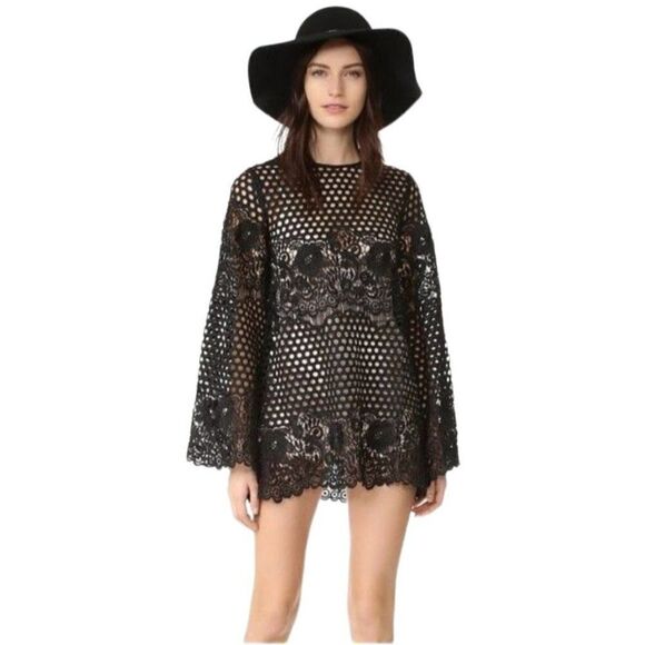 Womens Alice McCall Dress Like I Would Lace Statement Sleeve Mini Goth Blk Sz 2 - Picture 14 of 17